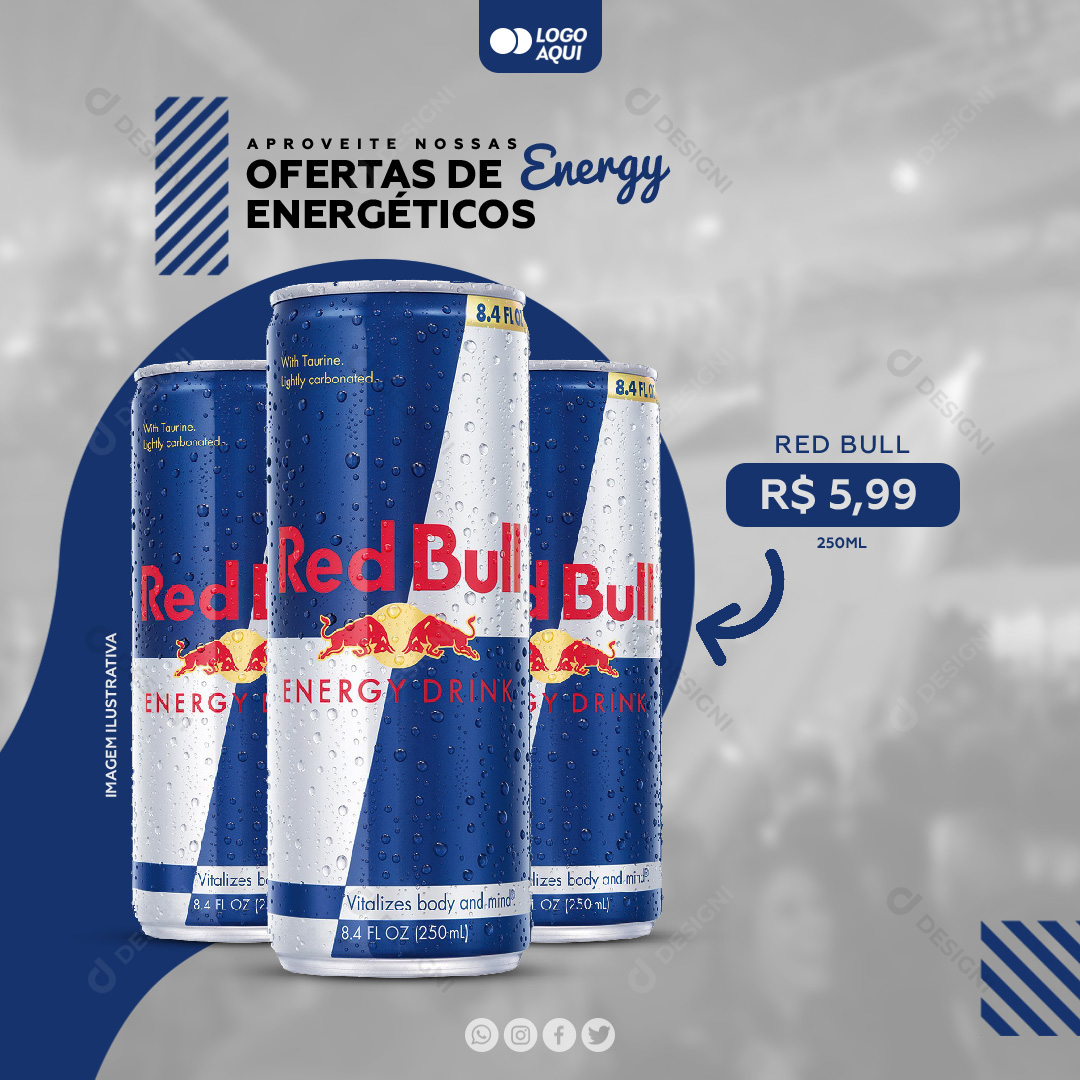 Aproveite Nossas Ofertas Red Bull Distribuidora Social Media PSD Editável