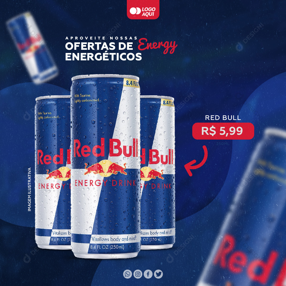 Aproveite Nossas Ofertas Red Bull Distribuidora Social Media PSD Editável