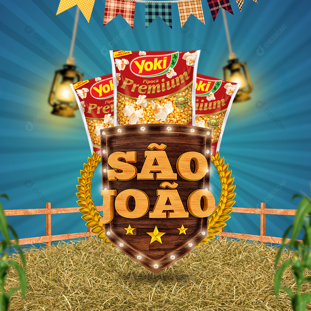 São João Pipoca Premium Yoki Social Media PSD