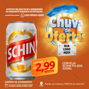 Chuva de Ofertas Cerveja Schin Social Media PSD Editável