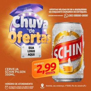 Chuva de Ofertas Cerveja Schin Social Media PSD Editável