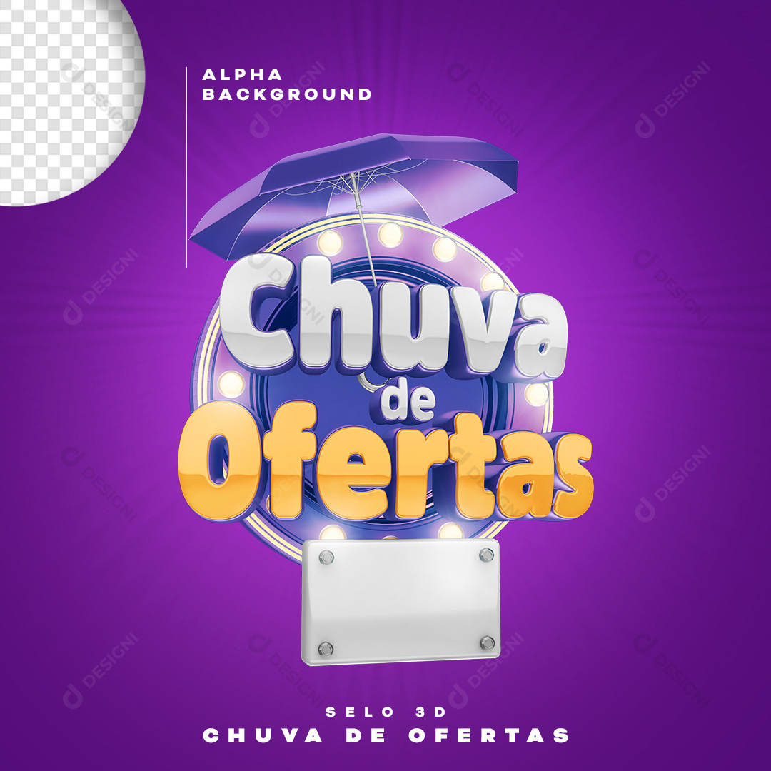 Selo 3D Chuva de Ofertas PNG Transparente