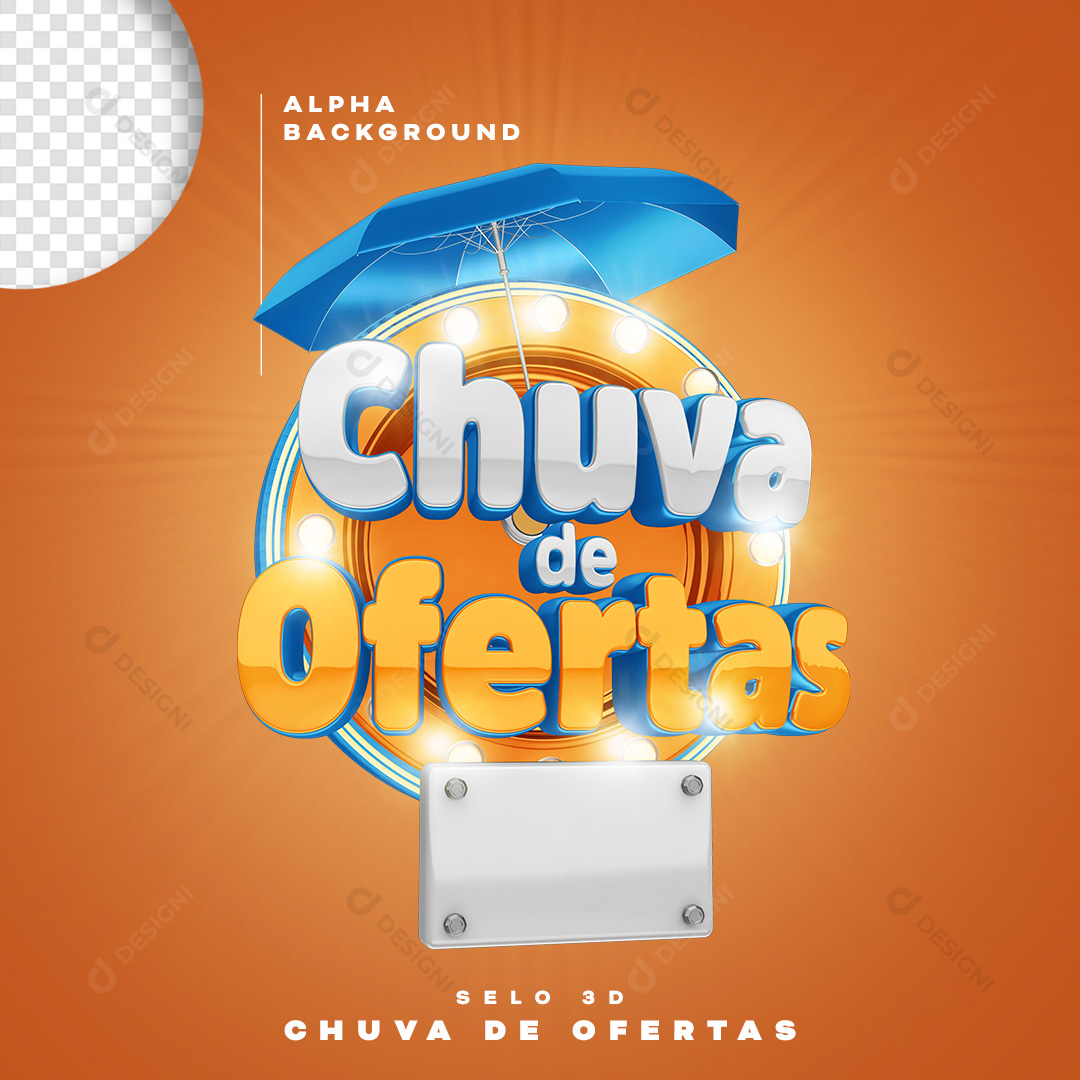 Selo 3D Chuva de Ofertas PNG Transparente