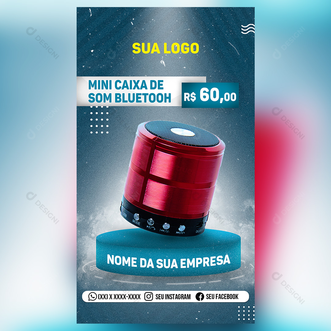 Story Mini Caixa de Som Bluetooth Social Media PSD Editável