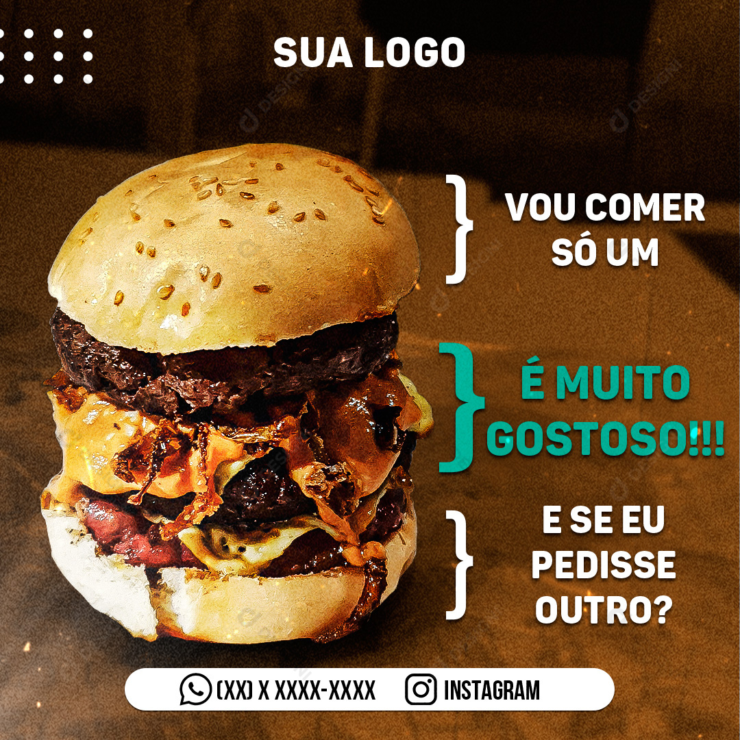 Hambúrgueria Vou Comer Só Um Social Media PSD Editável
