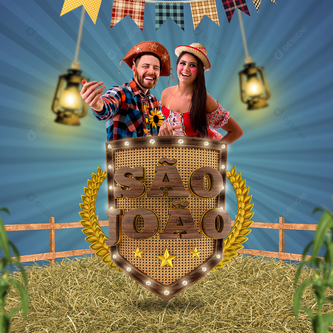 São João Selo 3D PNG Transparente + PSD