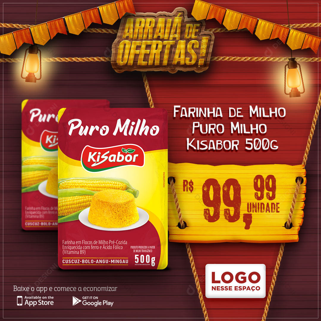 Arraiá de Ofertas Puro Milho Kisabor Social Media PSD Editável