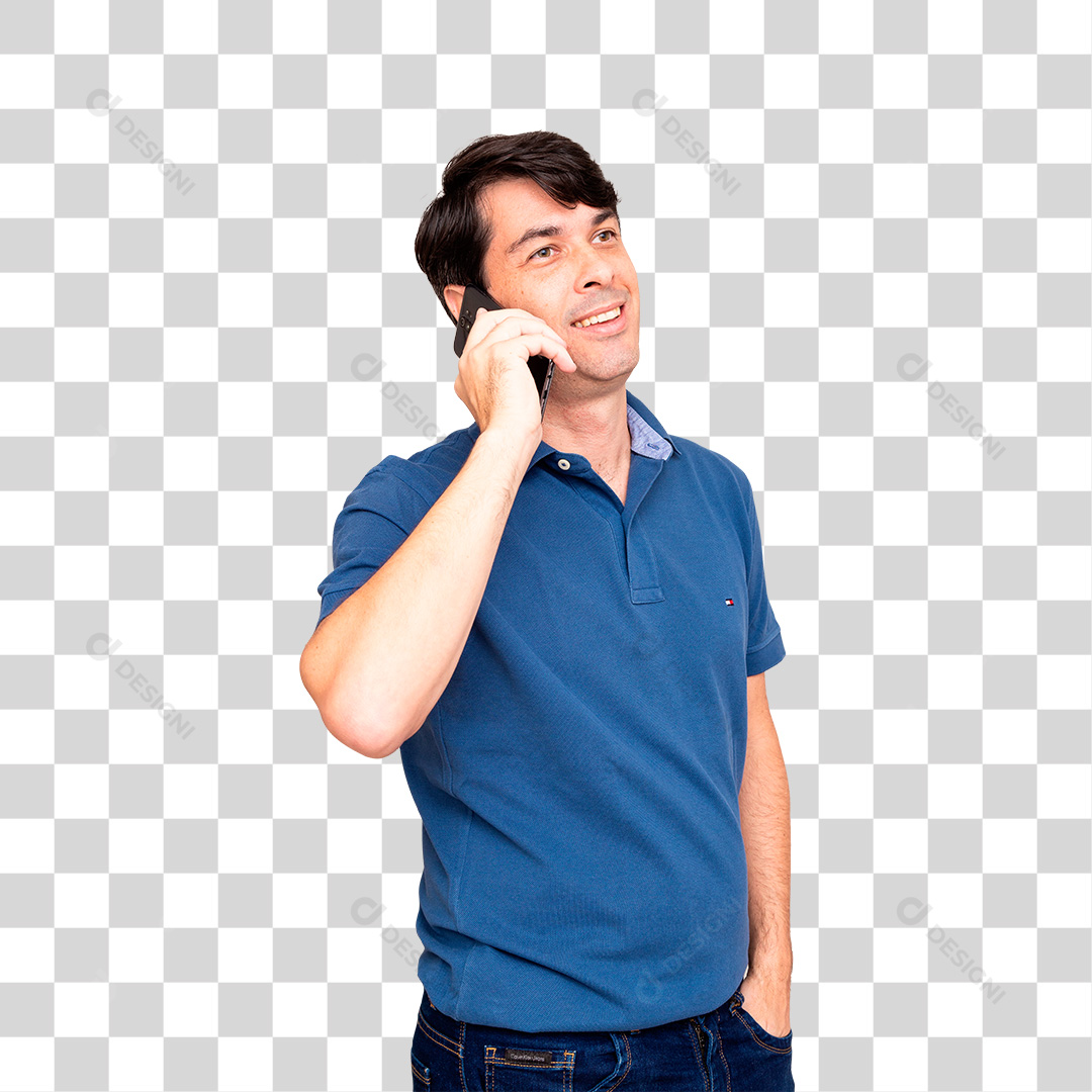 Homem Falando ao Telefone Com a Mão no Bolso PNG Transparente Transparente