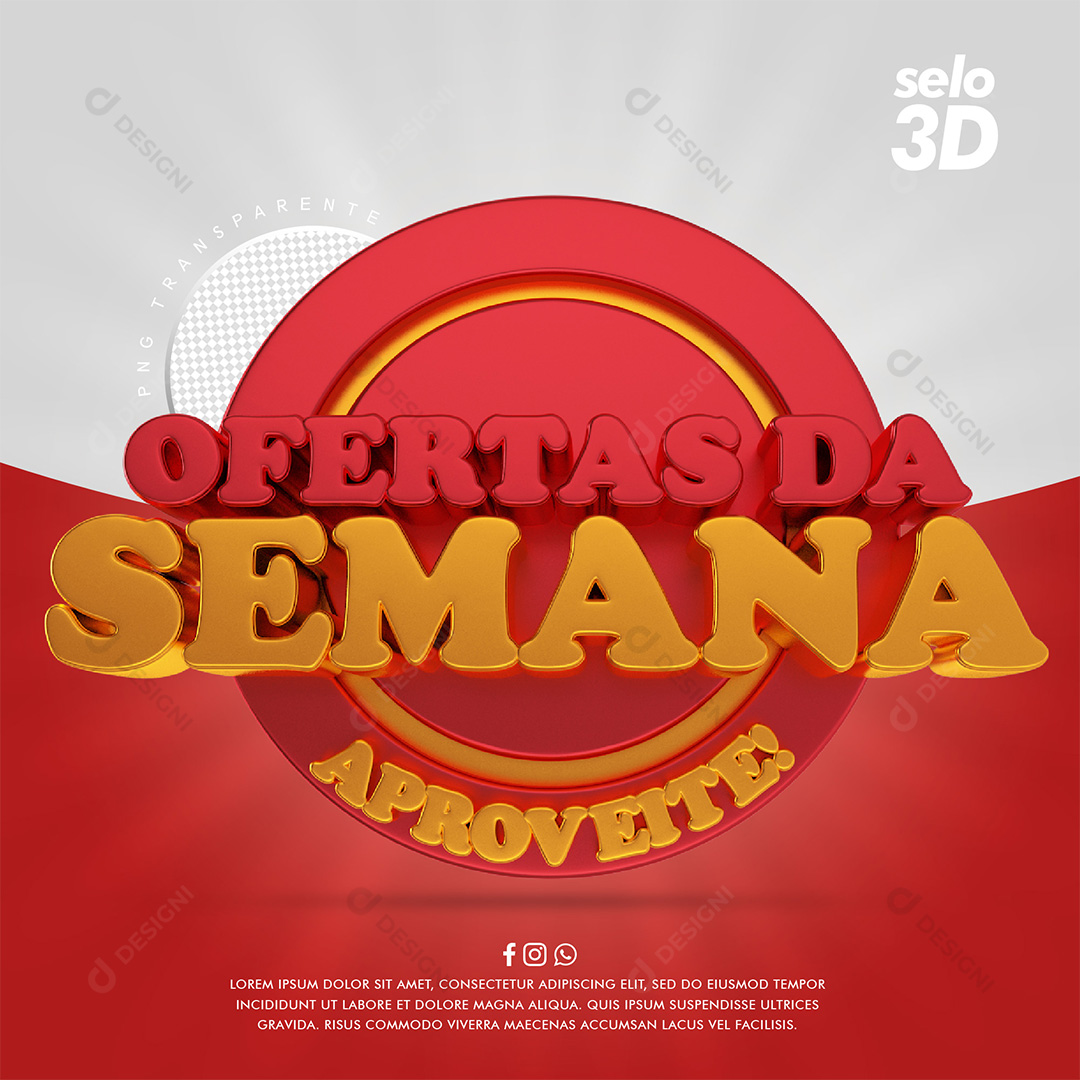 Selo 3D Ofertas da Semana Aproveite PNG Transparente + PSD