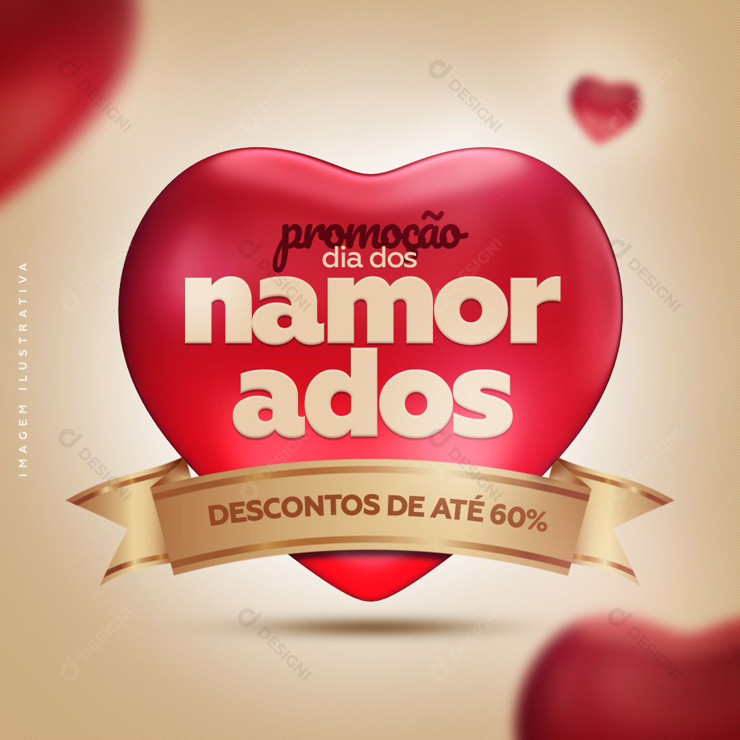 Promoção Dia Dos Namorados Desconto de Ate 60% Social Media PSD Editável