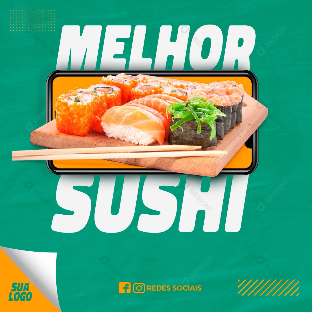 Restaurante Melhor Sushi Social Media PSD Editável