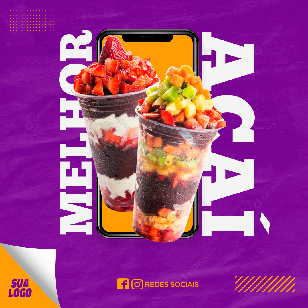 Melhor Açaí Açaíteria Social Media PSD Editável