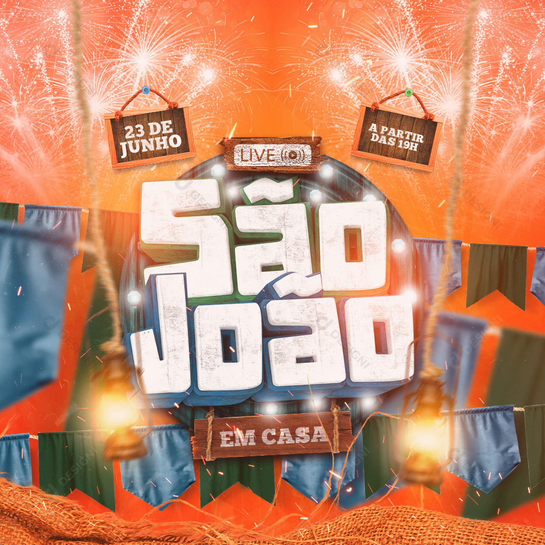 Live São João em Casa Social Media PSD Editável