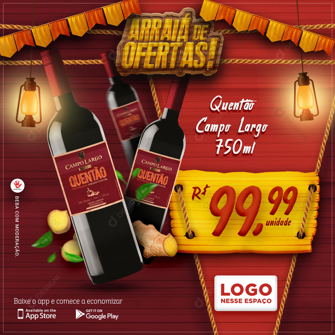 Arraiá de Ofertas Quentão Campo Largo Social Media PSD Editável