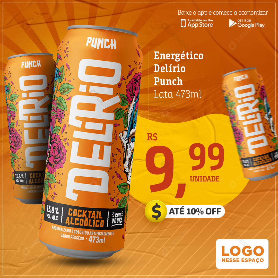 Distribuidora Energético Delírio Punch Social Media PSD Editável