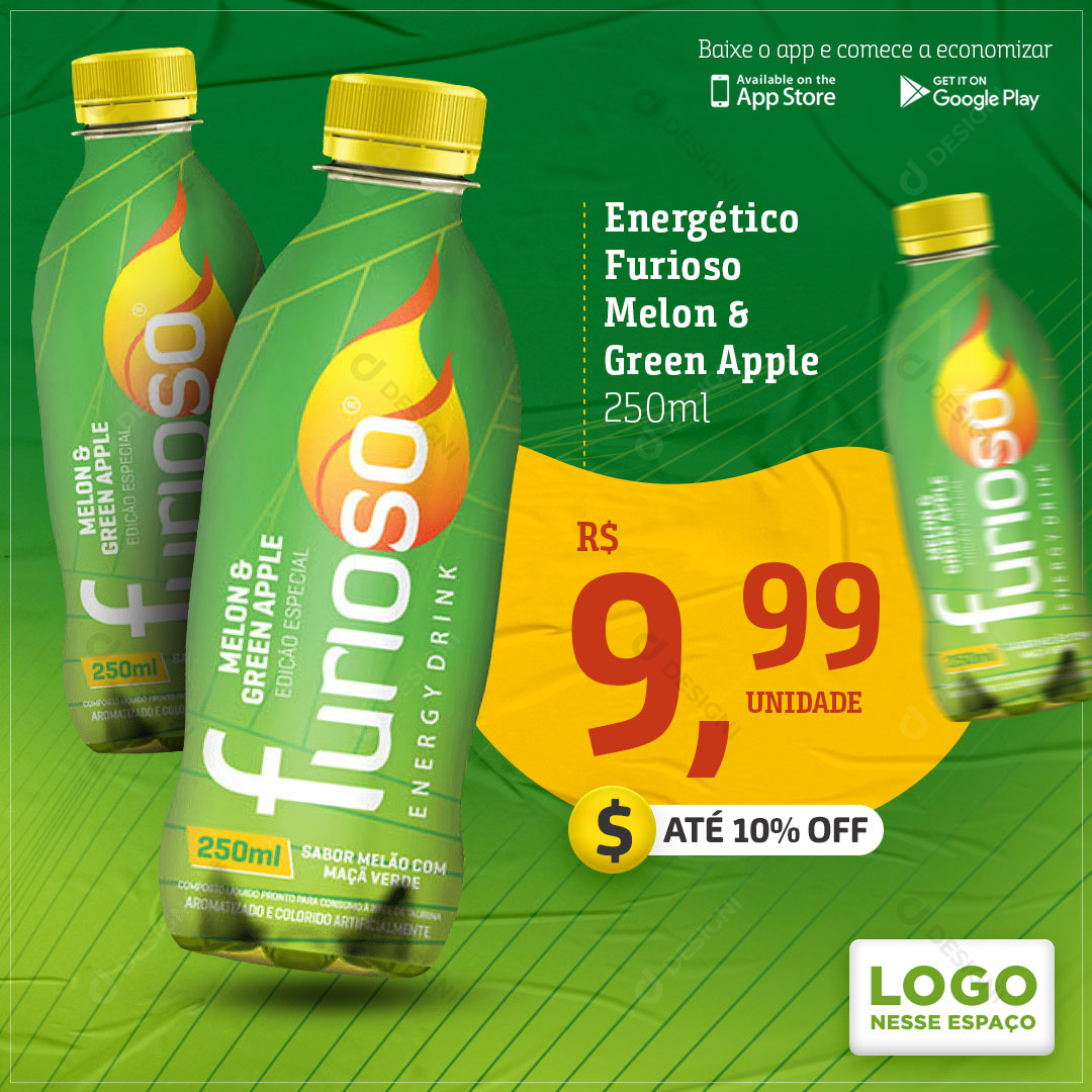 Distribuidora Energético Furioso Tropical Social Media PSD Editável