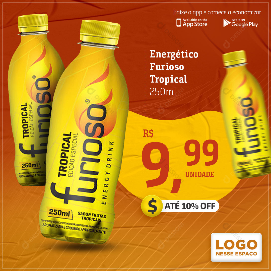 Distribuidora Energético Furioso Tropical Social Media PSD Editável