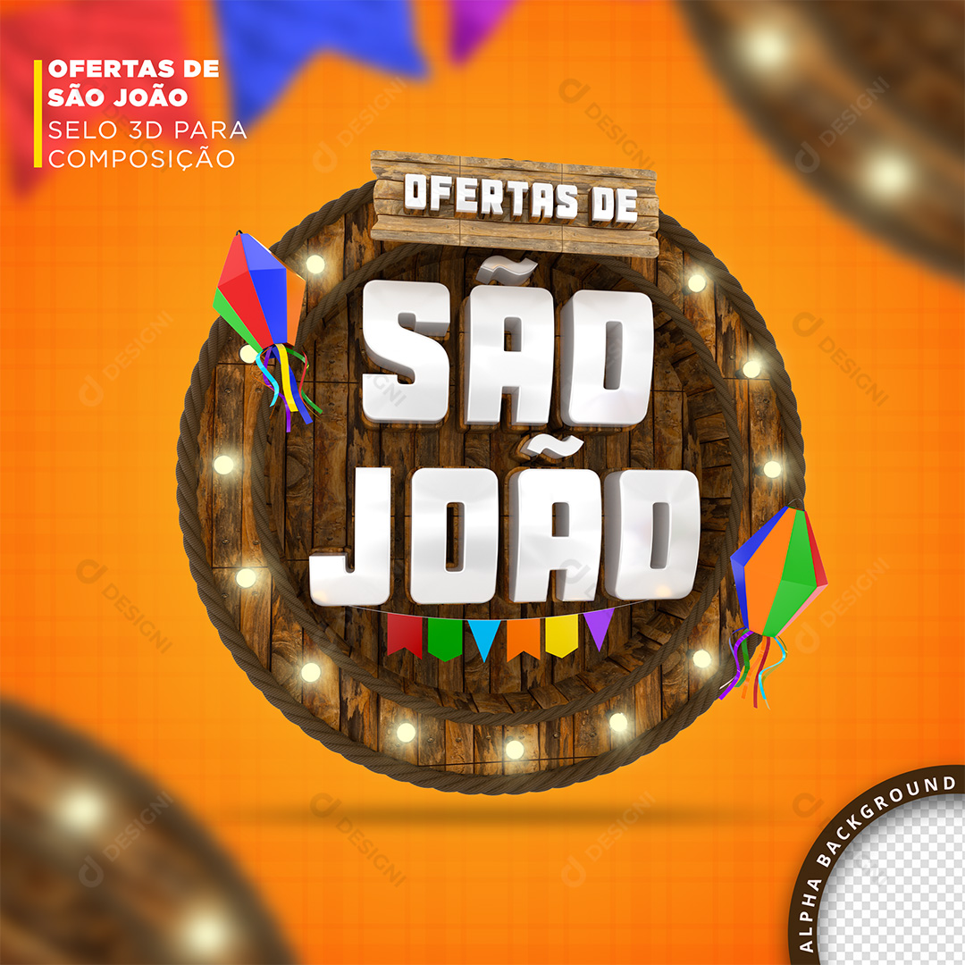 Selo 3D São João de Ofertas PNG Transparente Sem Fundo