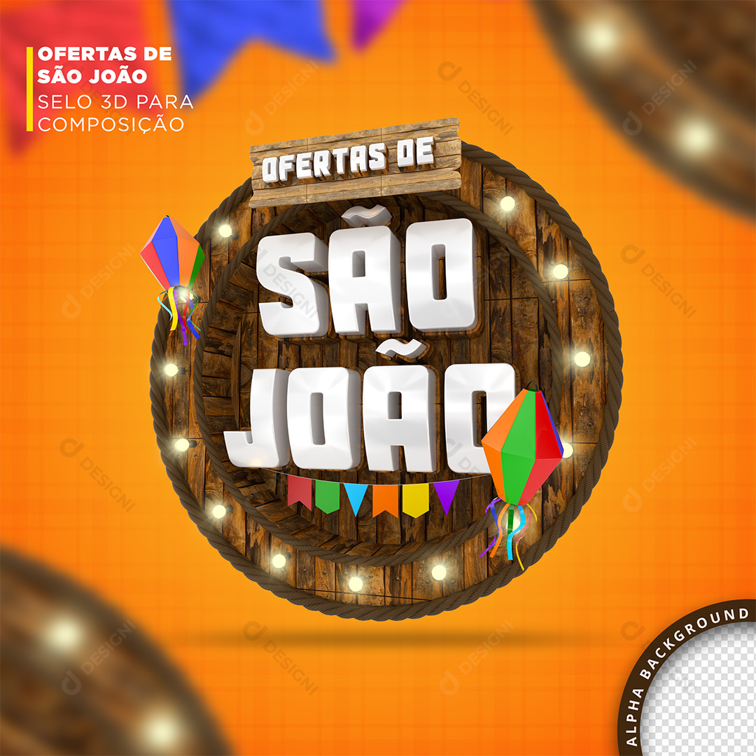 Selo 3D Ofertas de São João PNG Transparente
