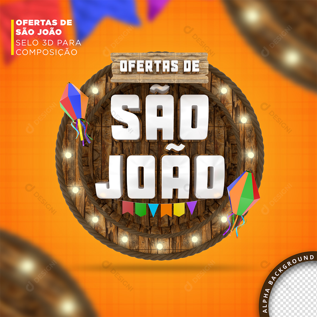 Selo 3D São João de Ofertas PNG Transparente Sem Fundo