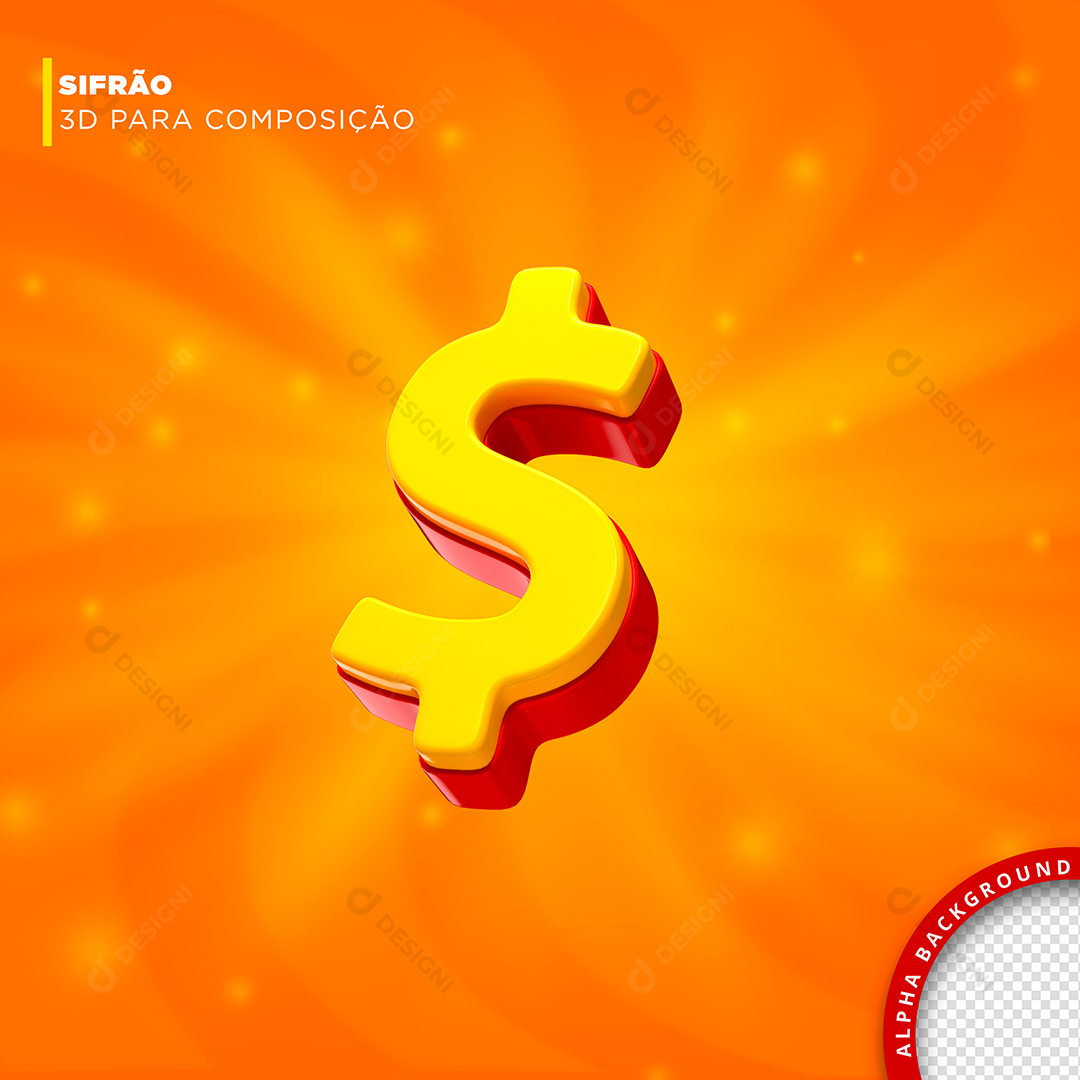 Selo 3D Cifrão Elemento PNG Transparente Sem Fundo