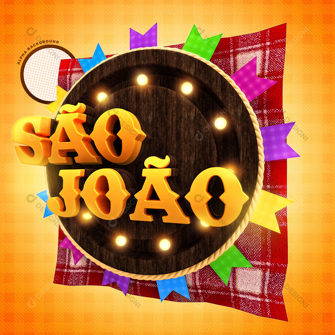 São João Selo 3D Festa Junina PSD + PNG Transparente