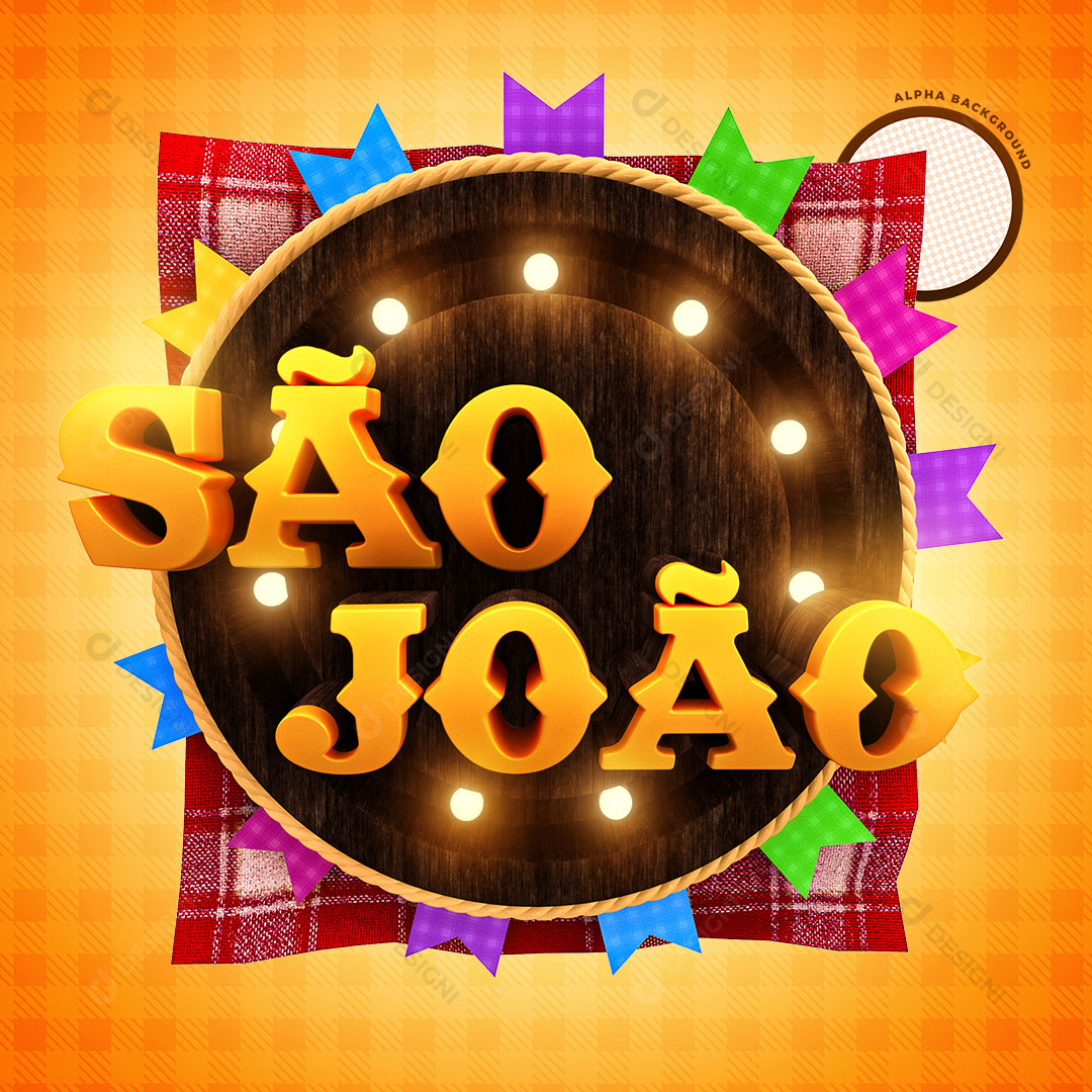São João Festa Junina Selo 3D PSD + PNG Transparente