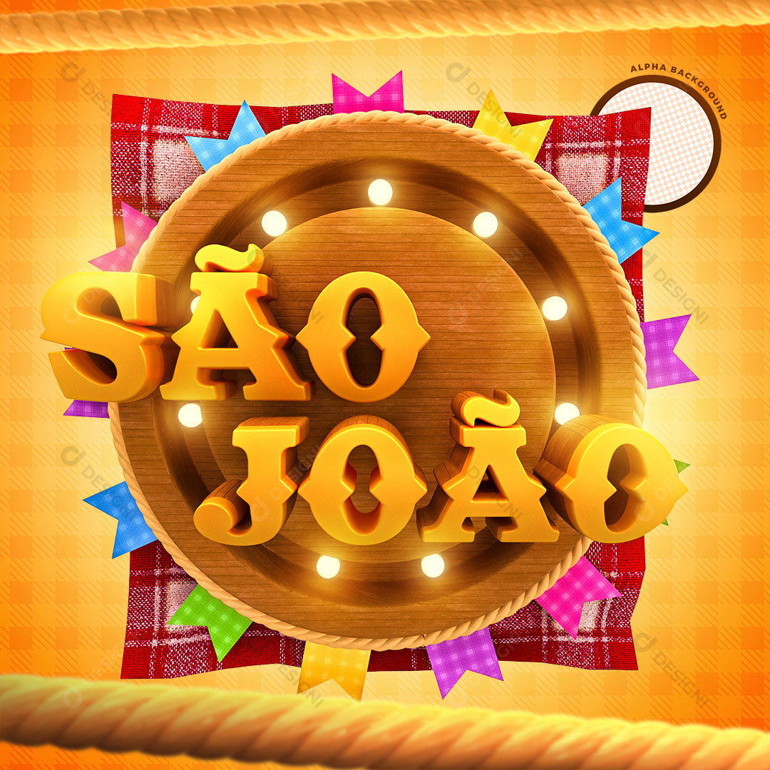 Festa Junina São João Selo 3D PSD + PNG Transparente