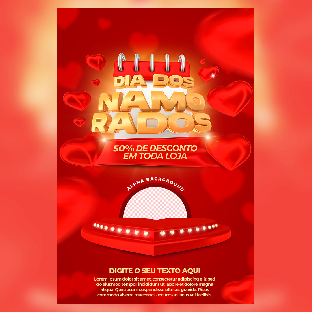 Social Media Dia dos Namorados Ofertas PSD Editável