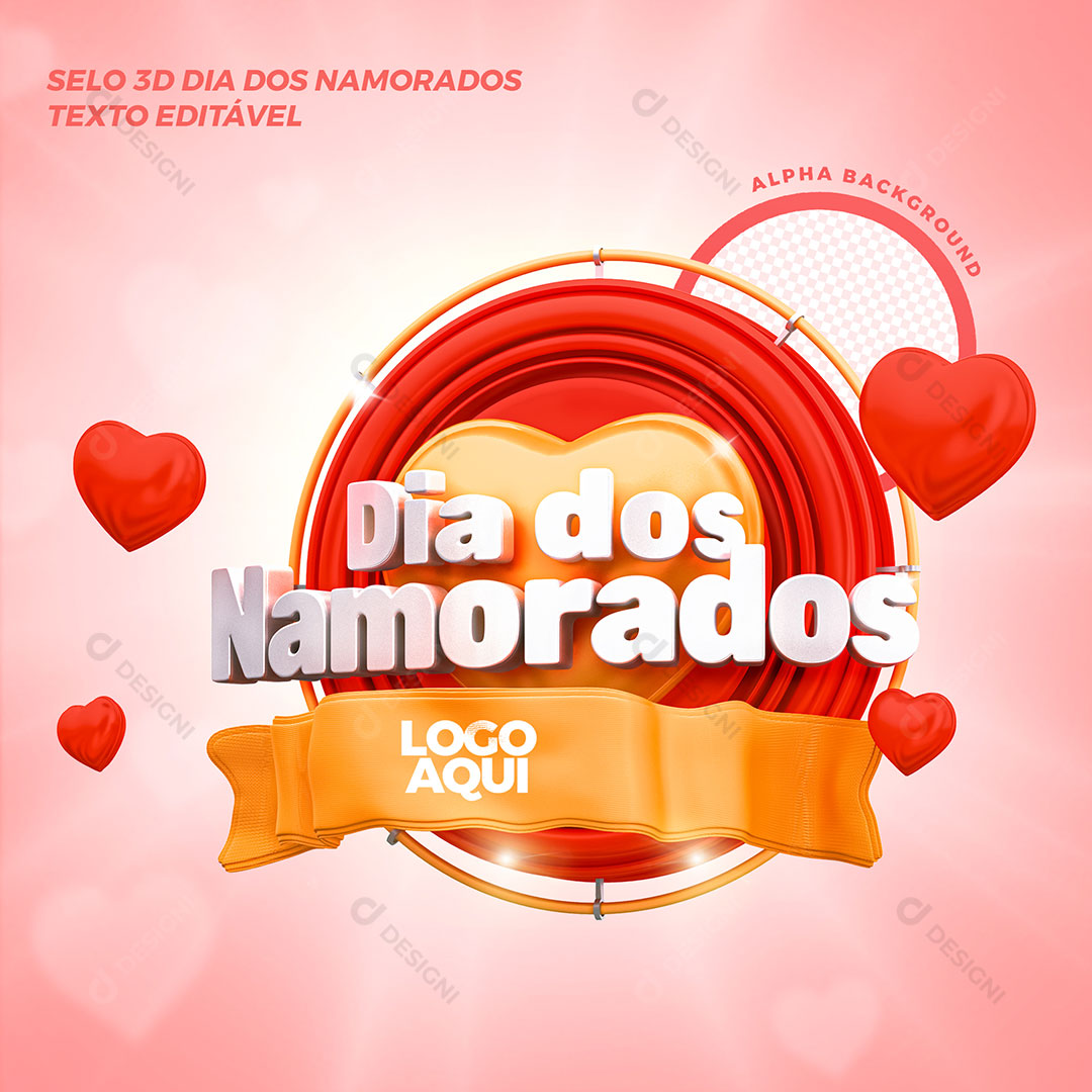 Dia dos Namorados Selo 3D 12 de Junho PSD Social Media