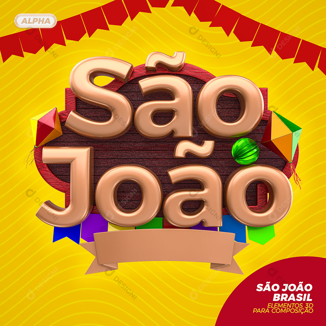 São João Selo 3D Festa Junina PSD + PNG Transparente