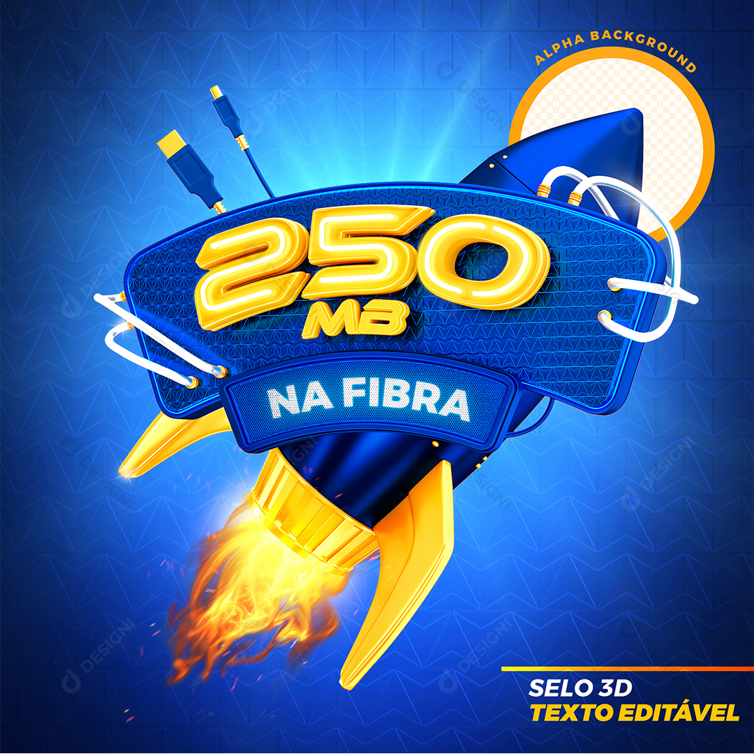 Selo 3D Internet 250 MB PSD Texto Editável