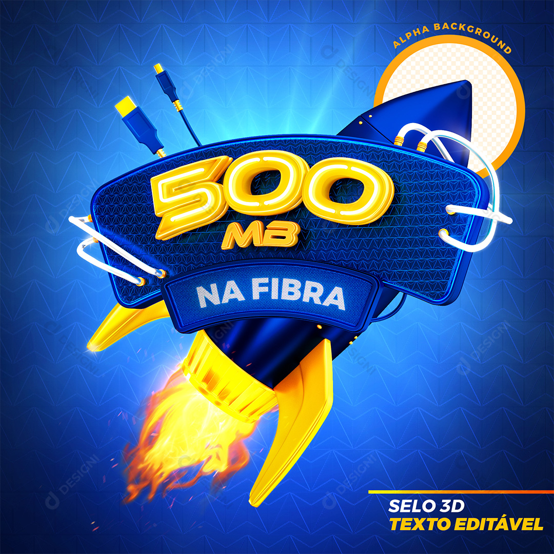 Selo 3D Internet 500 MB PSD Texto Editável