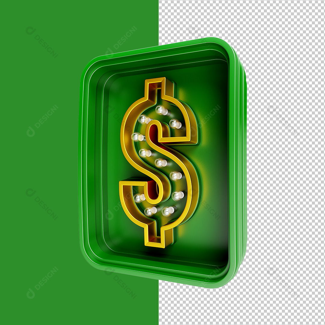 Cifrão $ 3D Elemento PNG Transparente Sem Fundo