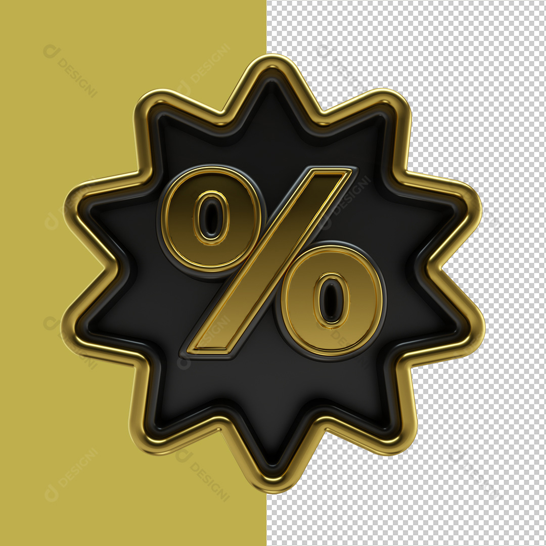 Porcentagem % Elemento 3D PNG Transparente Sem Fundo