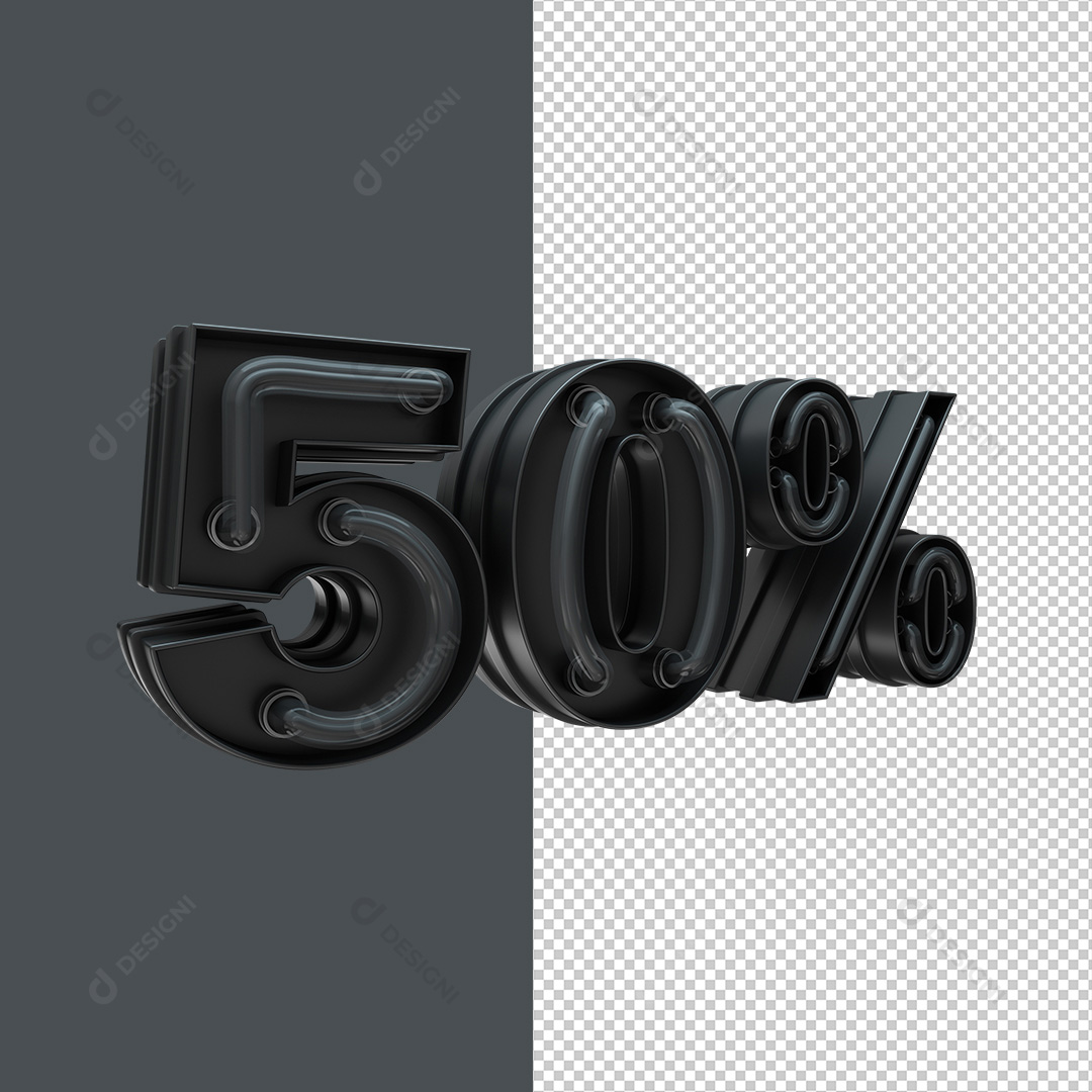 Texto 3D 50% Oferta Desconto PNG Transparente Sem Fundo