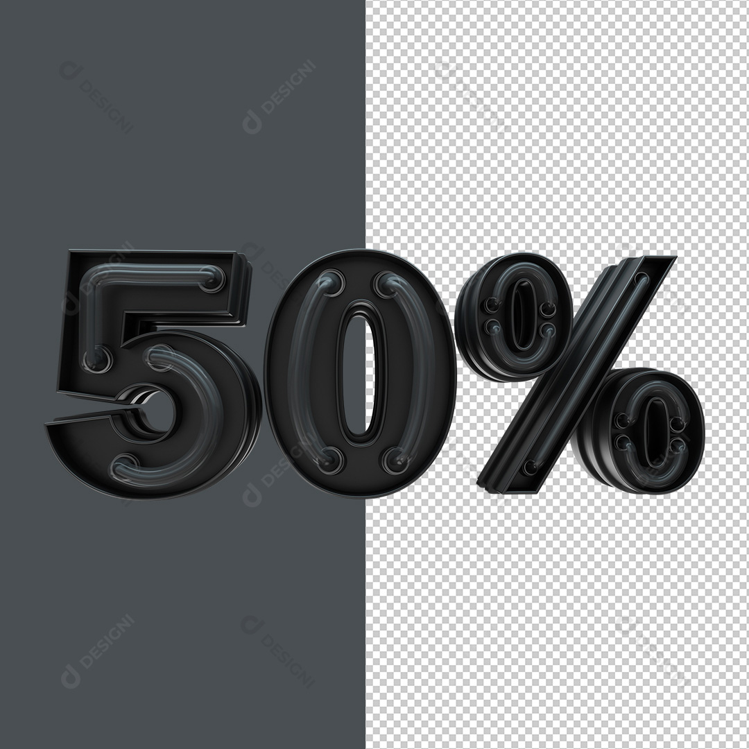 Texto 3D 50% Oferta Desconto PNG Transparente Sem Fundo