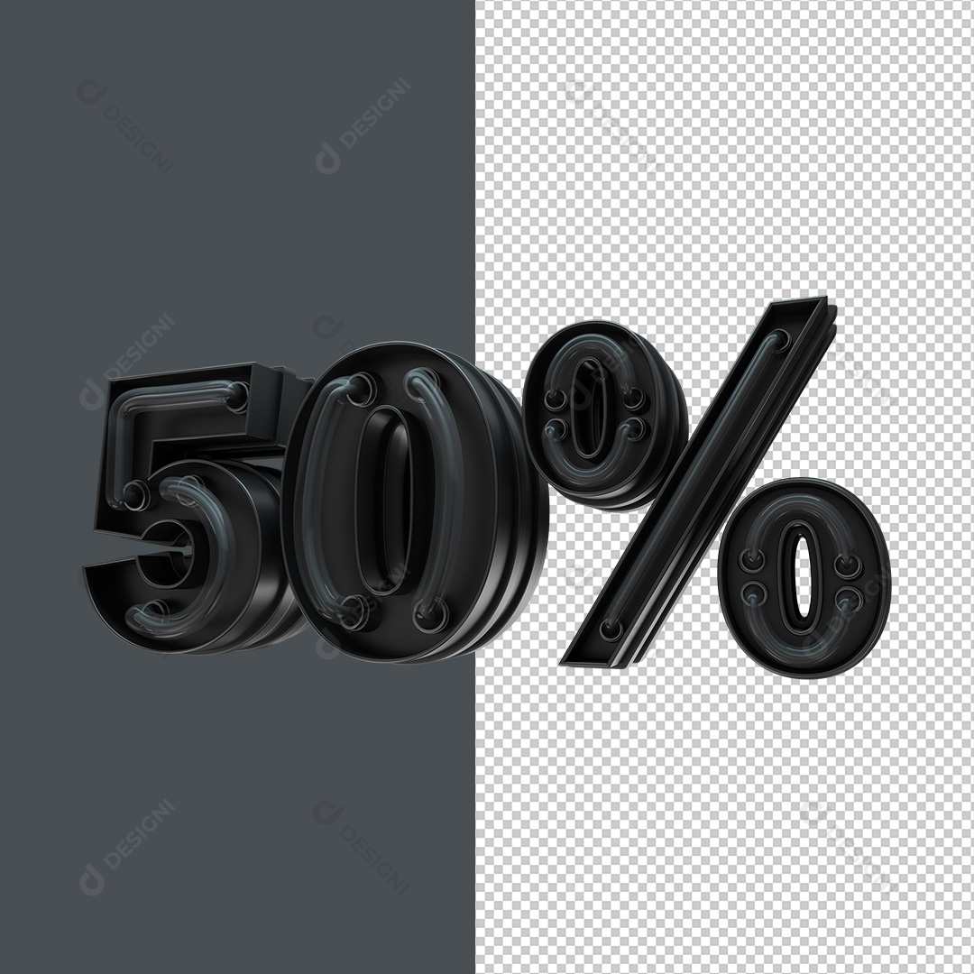 Texto 3D 50% Oferta Desconto PNG Transparente Sem Fundo