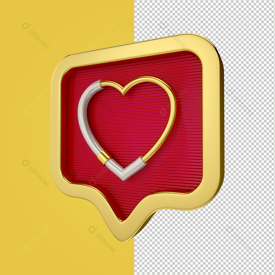 Elemento 3D Coração Instagram, Facebook PNG Transparente Sem Fundo