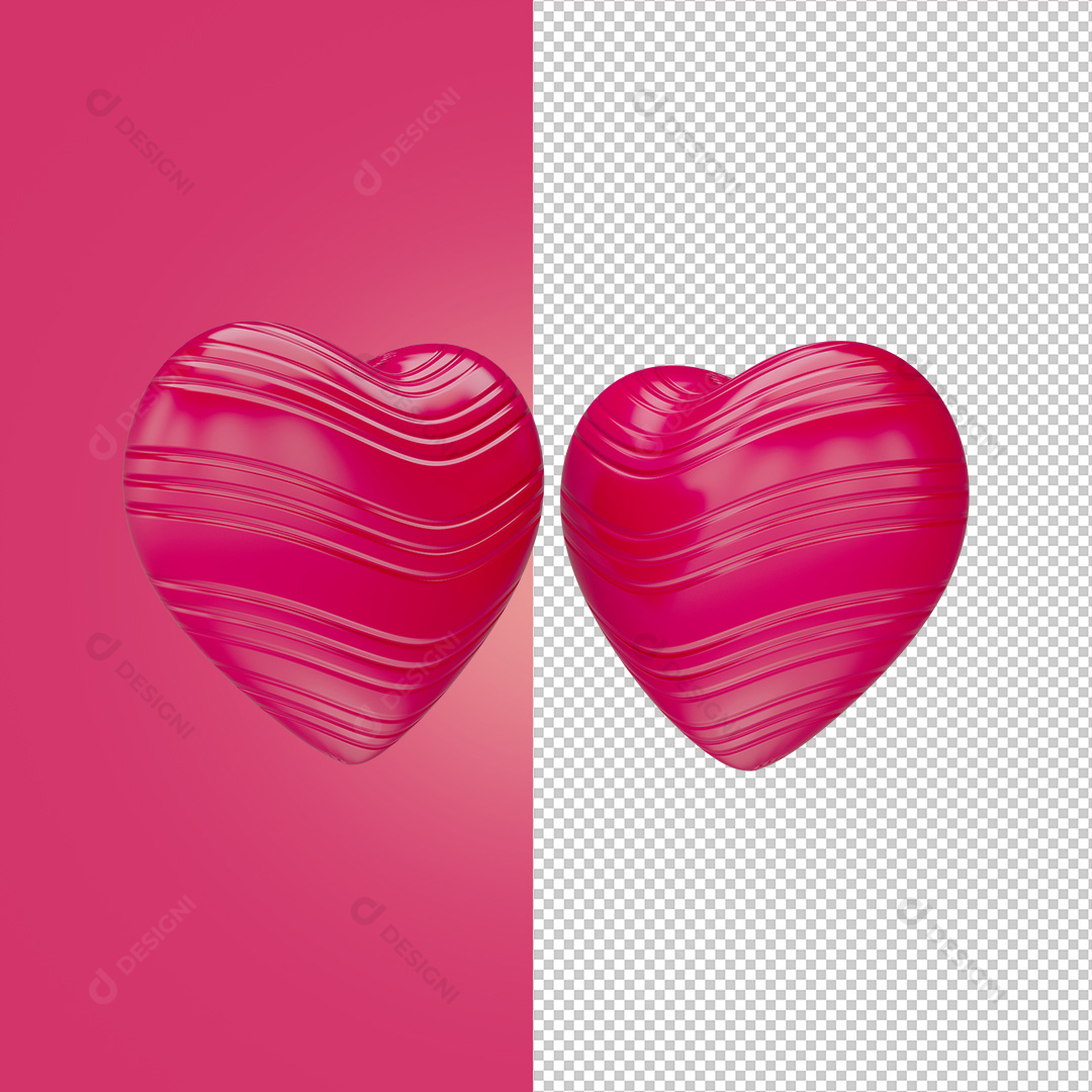 Elemento 3D Coração PNG Transparente Sem Fundo