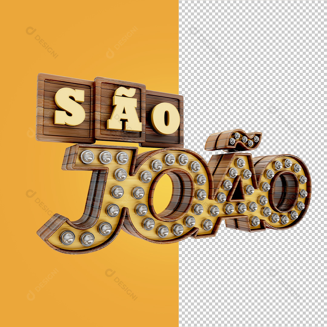 Texto 3D São João PNG Transparente Sem Fundo