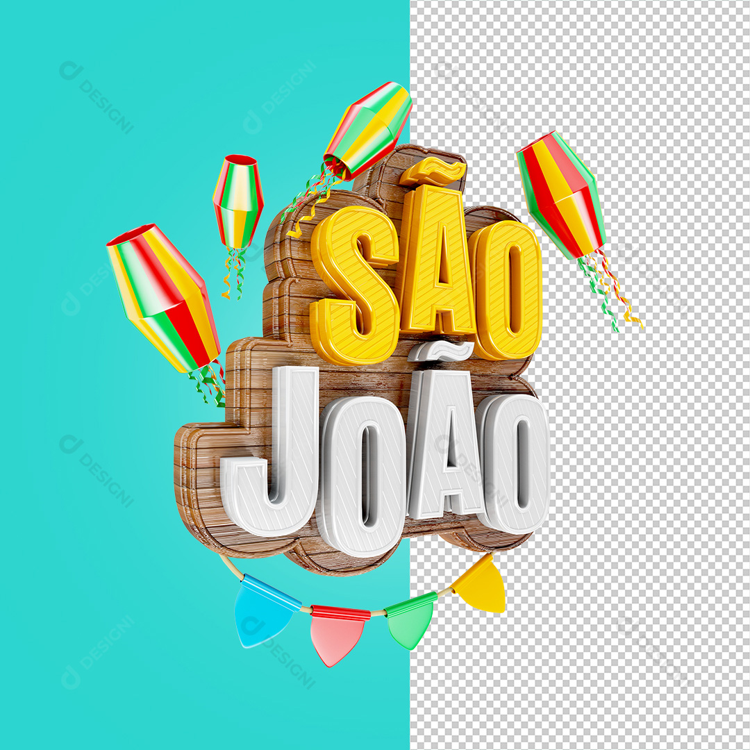 Texto 3D São João PNG Transparente Sem Fundo