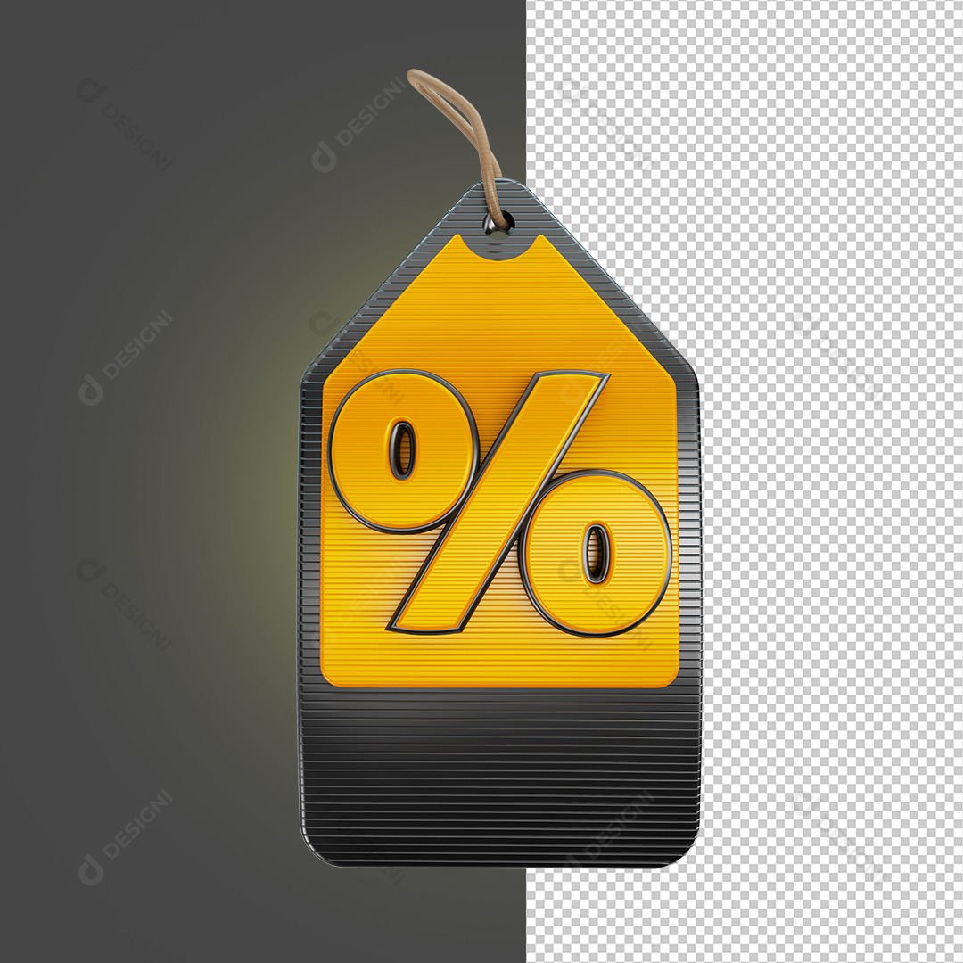 Elemento 3D Etiqueta Porcentagem % PNG Transparente Sem Fundo