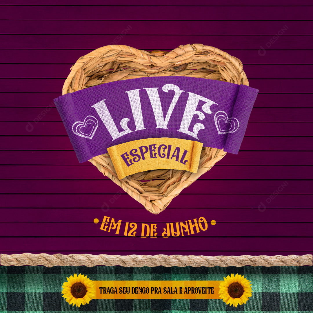 Live Especial em 12 de Junho Social Media PSD Editável