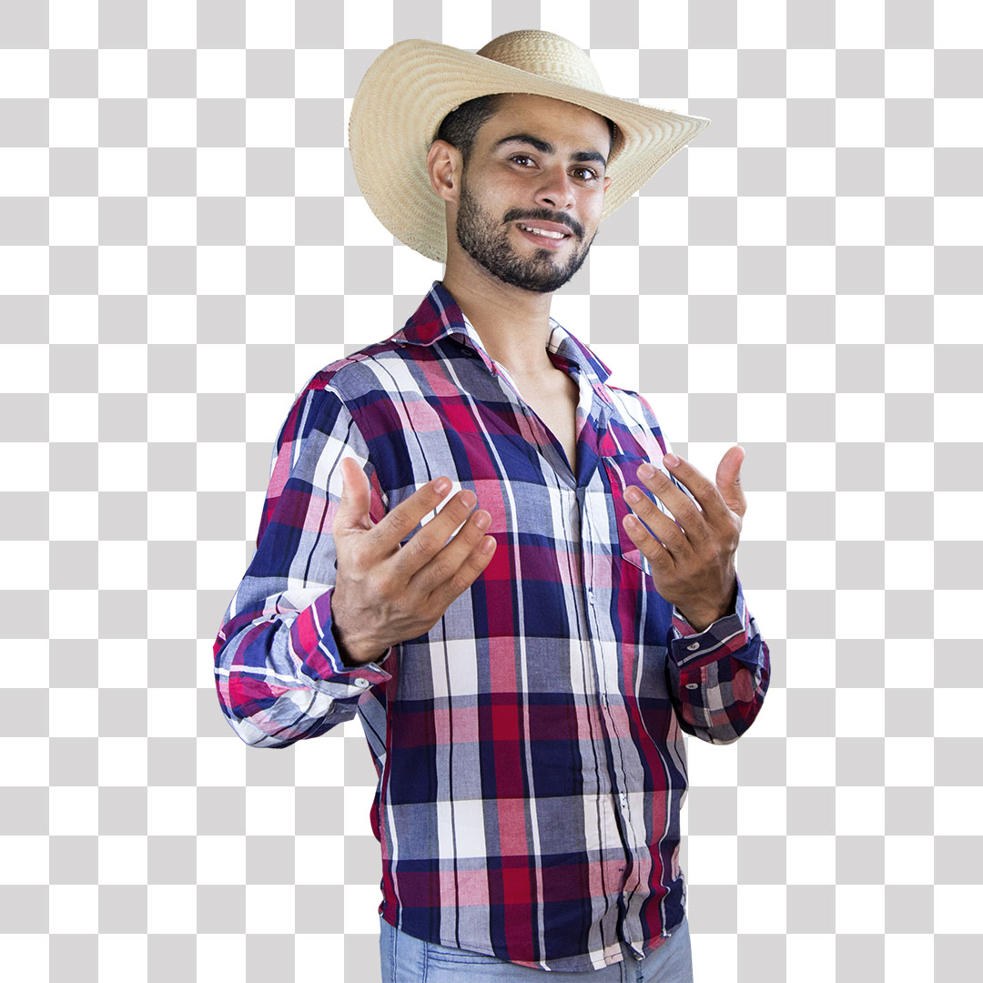 Homem Caipira Jovem São João Camisa Xadrez PNG Transparente