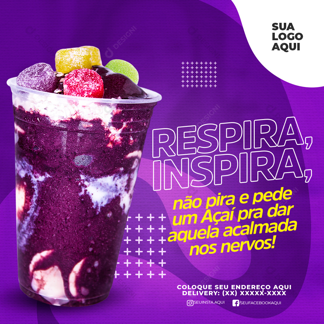 Açaíteria Respira, Inspira Açaí Social Media PSD Editável