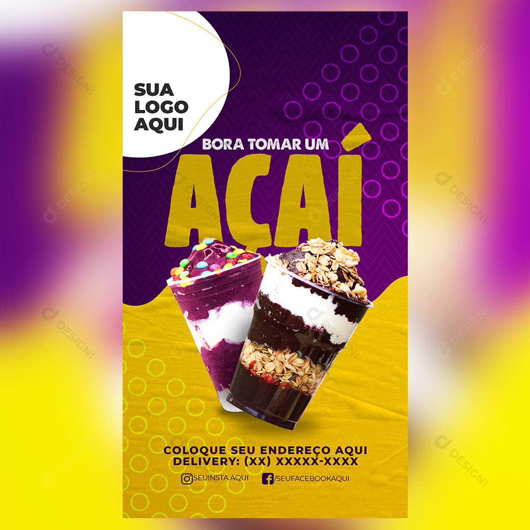Açaíteria Story Bora Tomar um Açaí Social Media PSD Editável