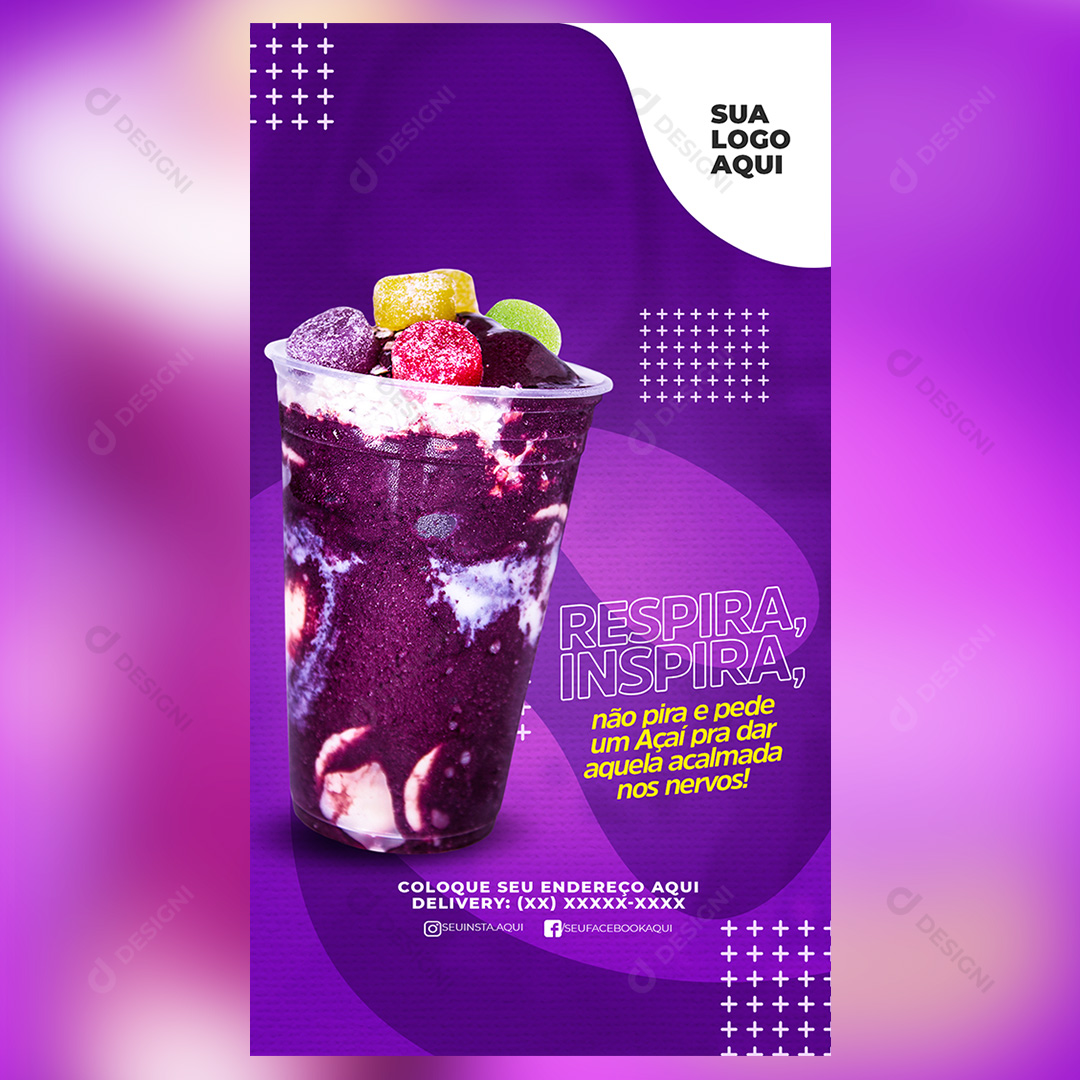 Açaíteria Story Respira, Inspira Açaí Social Media PSD Editável