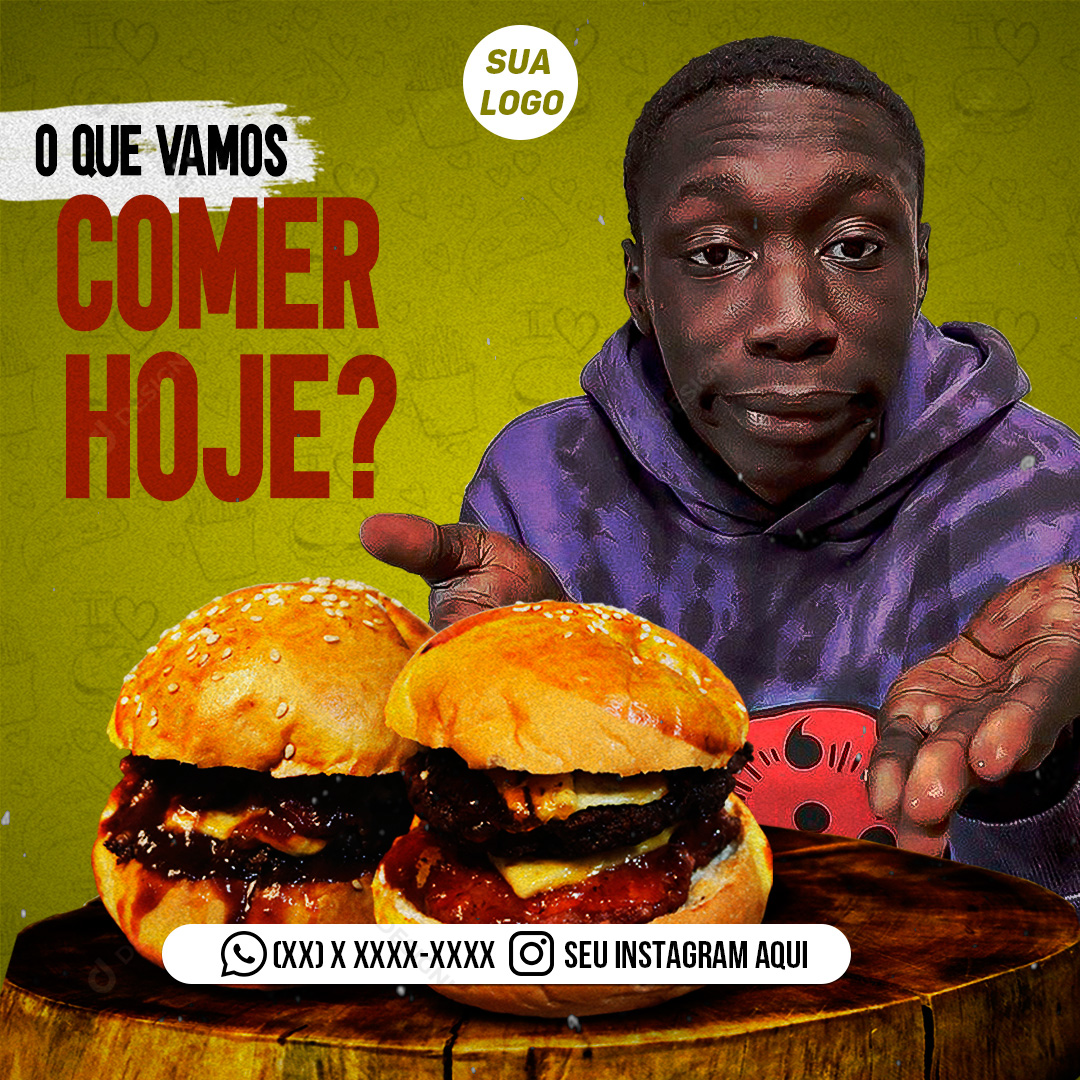 Hambúrgueria O Que Vamos Comer Hoje Social Media PSD Editável