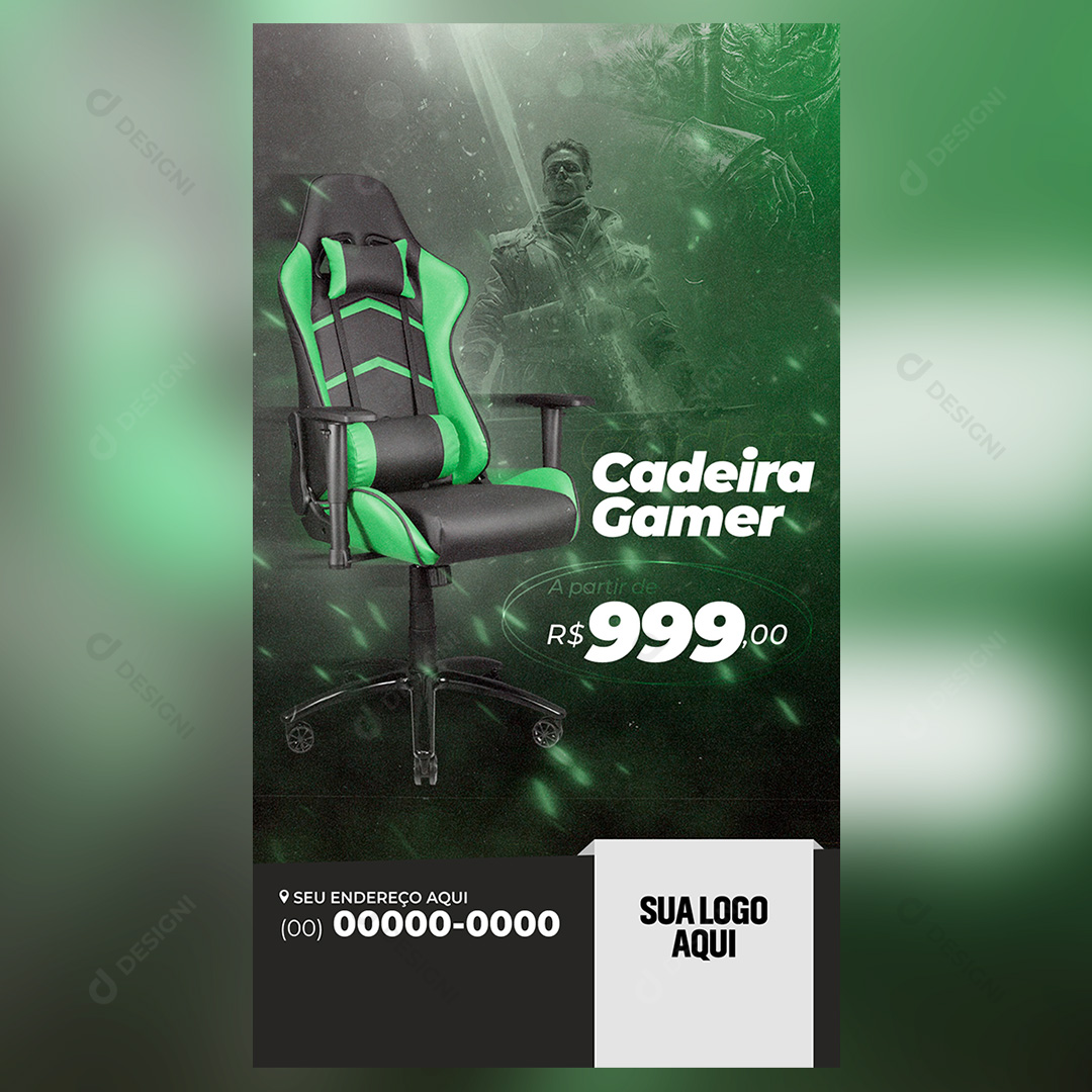 Gamers Story Cadeira Gamer Social Media PSD Editável
